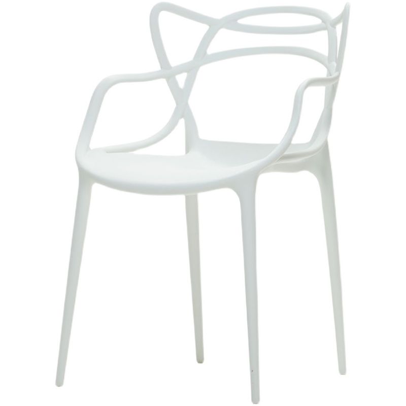 Silla de comedor con respaldo cruzado de plástico mate con brazo para restaurante escandinavo