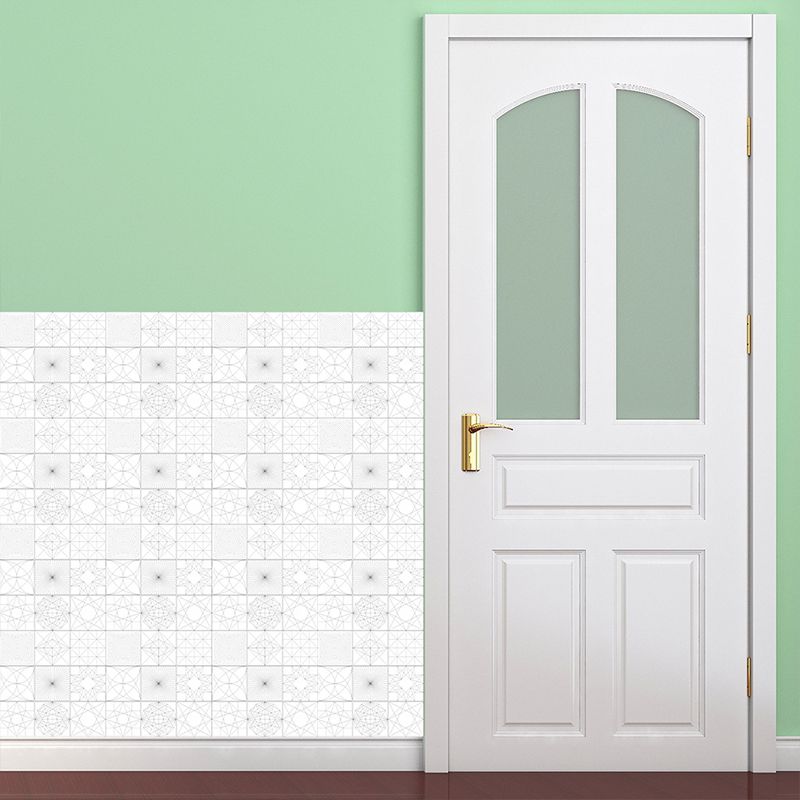 White Geometric Shapes Wallpaper Panel 18 Pieces Easy Peel off Wall Decor for Bathroom