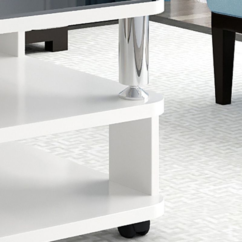 Nordic Glass Top Coffee Table Square Cocktail Table with Caster