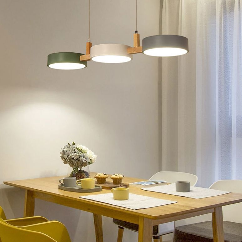 Macaron Style Island Light Round Shape 3-Light Hanging Pendant Light for Dining Room