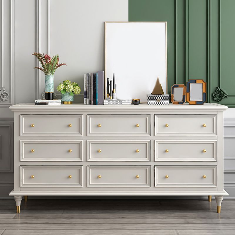 Glam White Closed Back Storage Chest with Soft-Close Drawers for Home