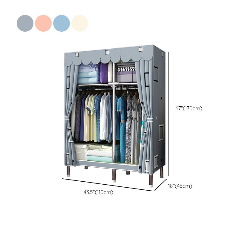 Matte Finish Wardrobe with Metal Frame Modern Storage Cabinet for Home