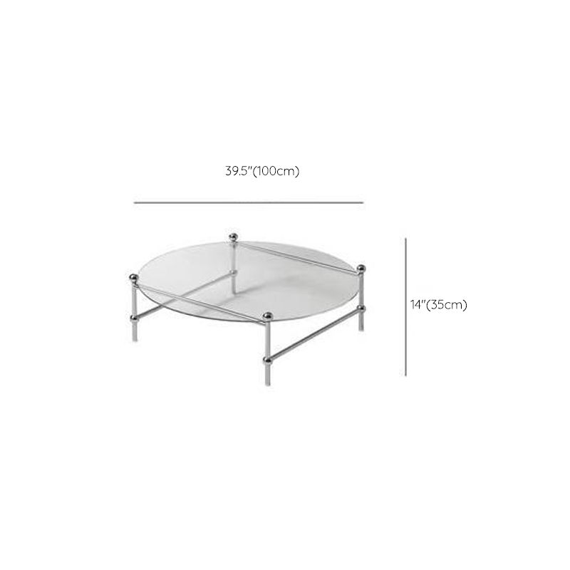 Contemporary Round Coffee Table with Glass Top and Steel Legs in Clear