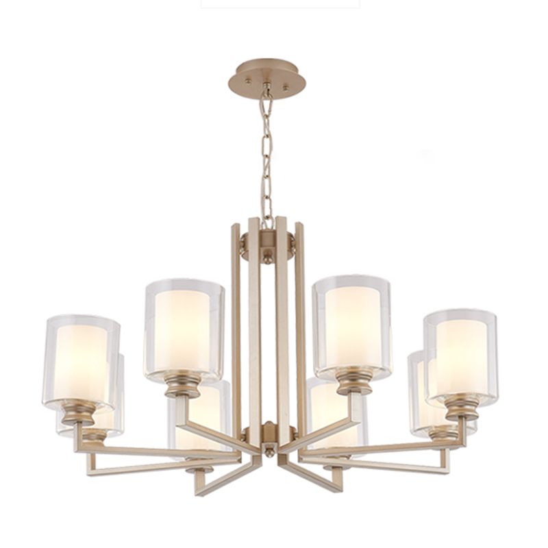 Cilinderglas kroonluchter verlichtingsarmaturen multi -lichten moderne stijl hanglamp in goud in goud