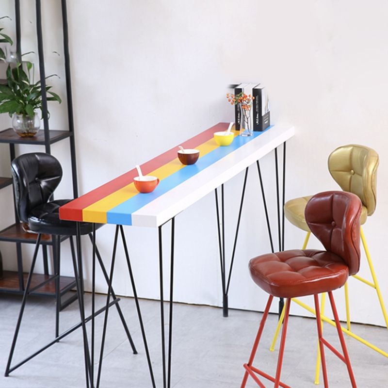 1/4 Pieces Wood Top Bar Table with Upholstered Stools Industrial Rectangle Pub Set