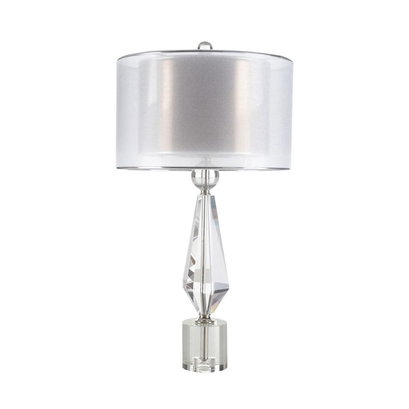 Stofcilinder bureau licht modernistisch 1 lamp witte nachttafellamp met heldere kristalbasis