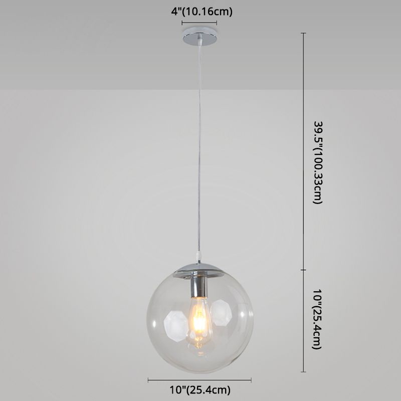 Minimaliste moderne à 1 lampe à la lumière Lumière Bubble Boule de verre transparent Lumière suspendue avec 39 "fil suspendu