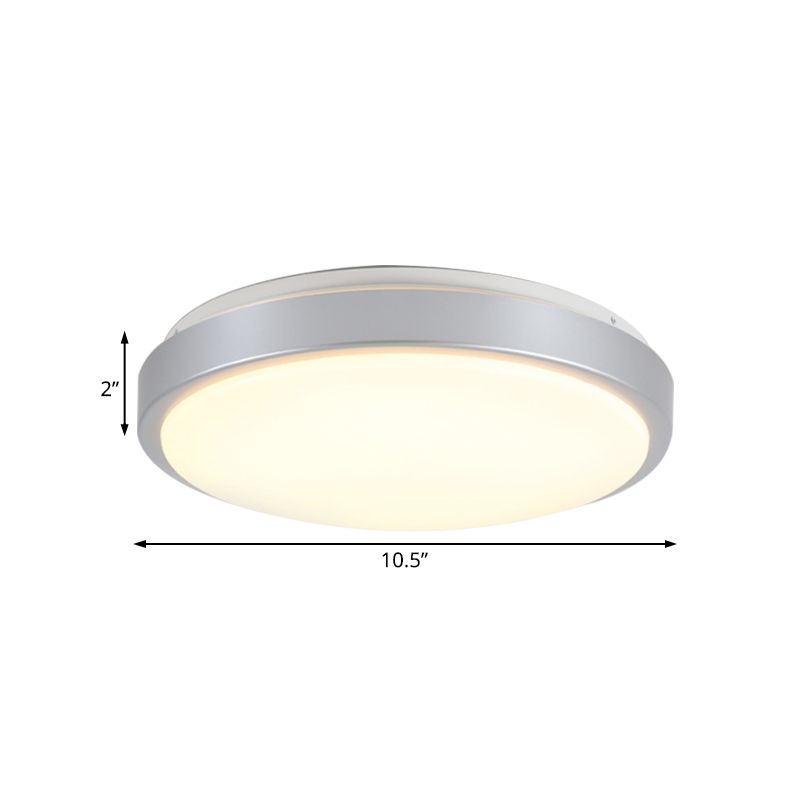 Acrylique Shade Flush Mount Ceiling Light Modern Metal Silver LED Ceiling Flush Mount for Living Room in Warm / White, 10.5 "/13" /16 " Dia