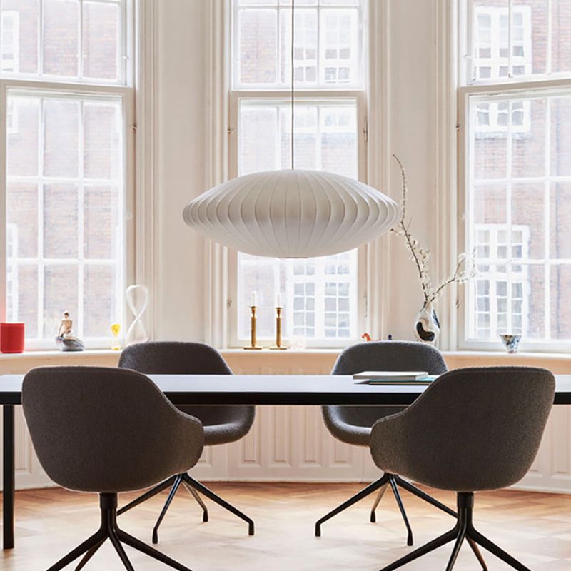 Kit d'éclairage ovale à la soie de soie et de lumière du plafond nordique blanc pour salle à manger