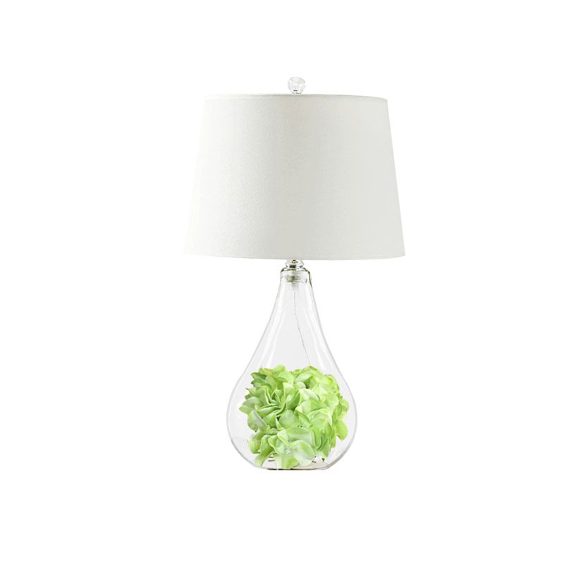 Bulbe en verre transparent Night Night Light Country 1 Lampe de table en tissu de chambre claire avec déco de plante verte
