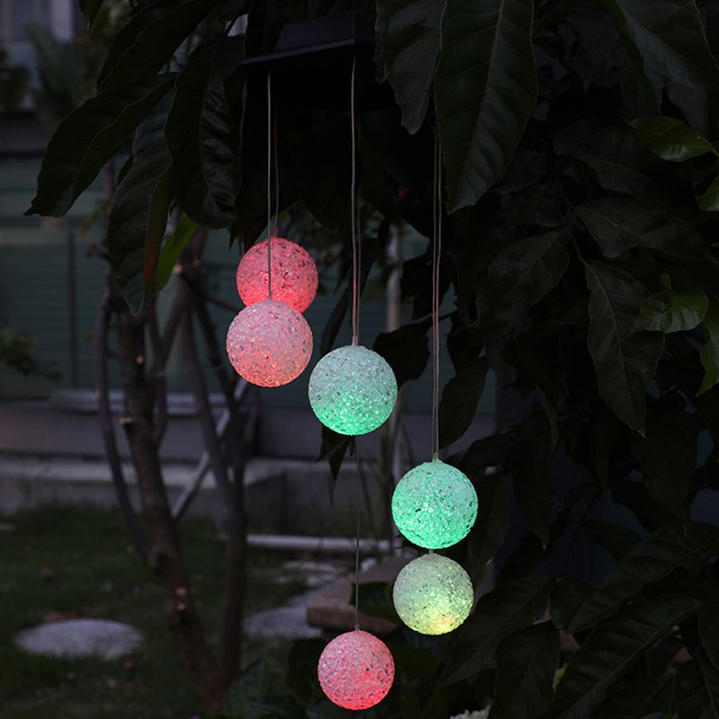 Contemporary Spiraling Wind Chime Light Plastic Courtyard Solar LED Suspension Light Fixture