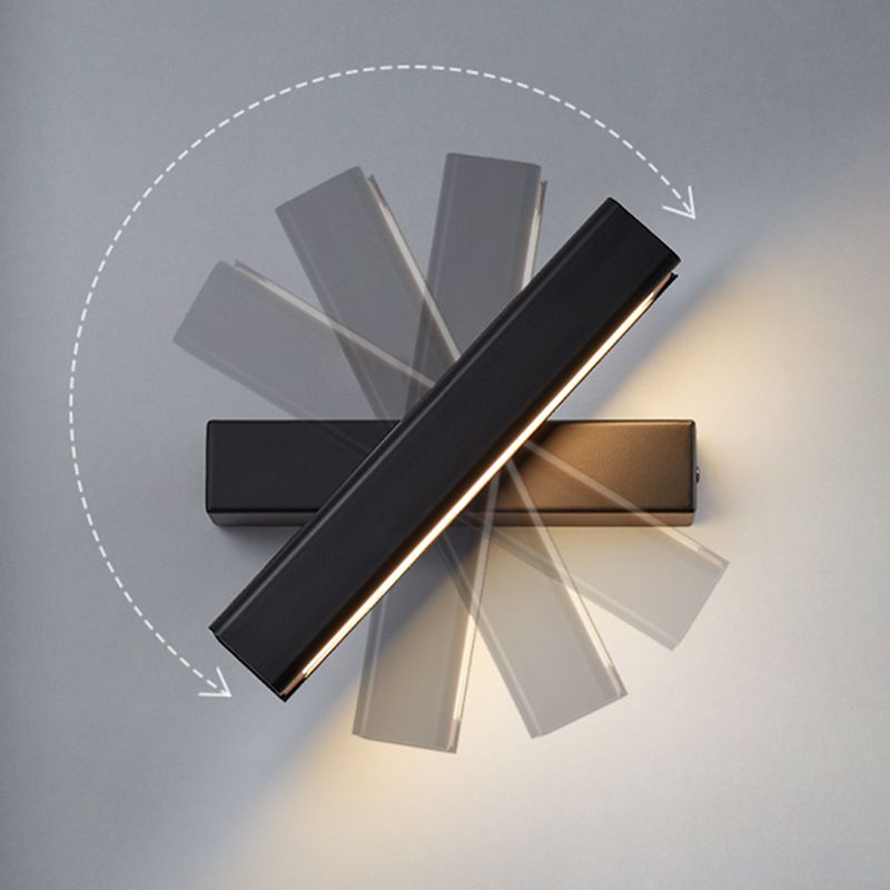 Rectangular Aluminium Rotatable Wall Sconce in Modern Concise Style Wrought Iron LED Wall Light with Wooden Decoration