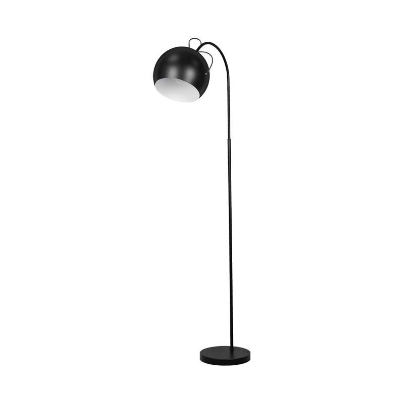 Minimalista Dome tonalità Stand Up Lampada in metallo a pavimento per camera da letto singola con braccio arco in bianco/nero