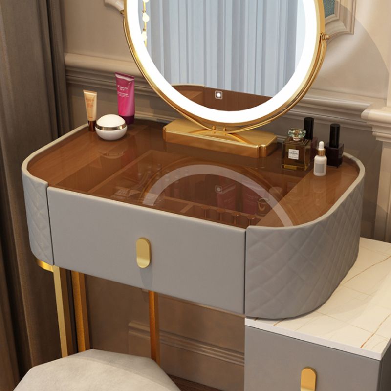 Dimmable Lighted Mirror Dressing Table 4 Drawers & Stool Make-up Vanity