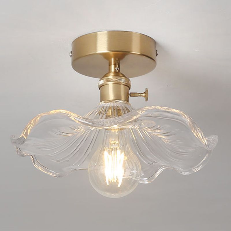 Plafonnier en forme de lotus, plafonnier en cuivre de style colonial pour couloir