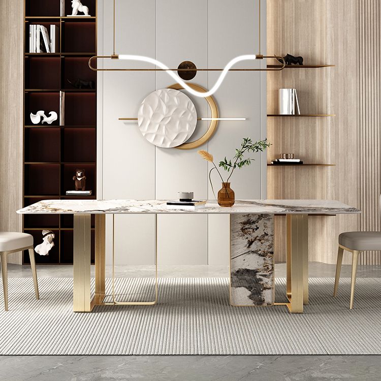 Luxury 1/3/4/5/6 Pieces Dining Set Sintered Stone Dining Table with Leather Chairs