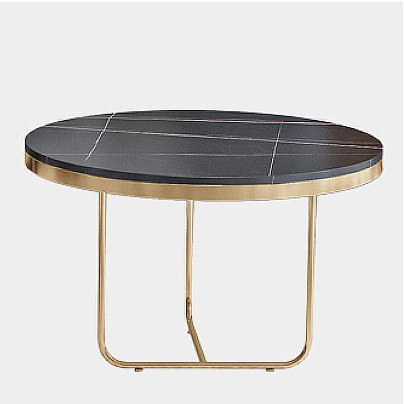 Luxurious Round Slate Top Coffee Cocktail Table in Black and White