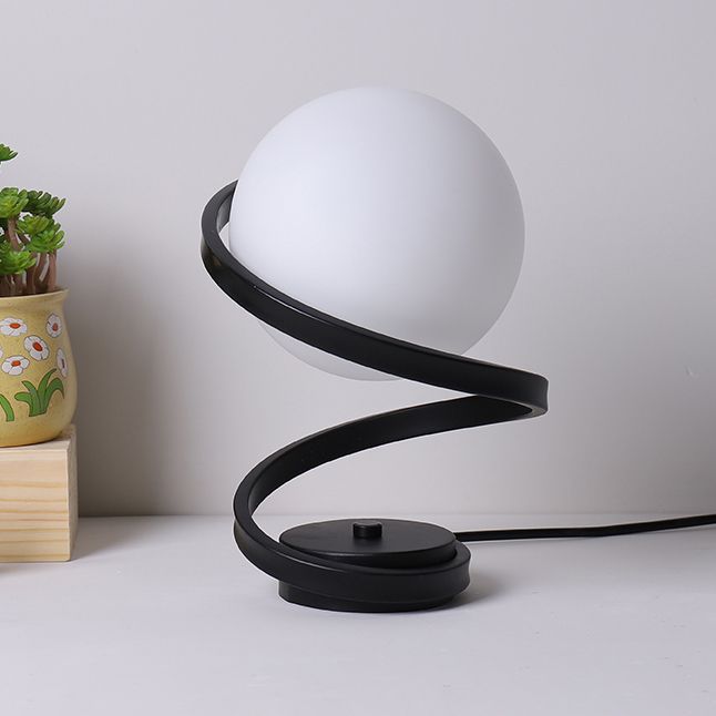Globe Night Table Lamp Modern 1-Light Nightstand Lights with White Glass Shade