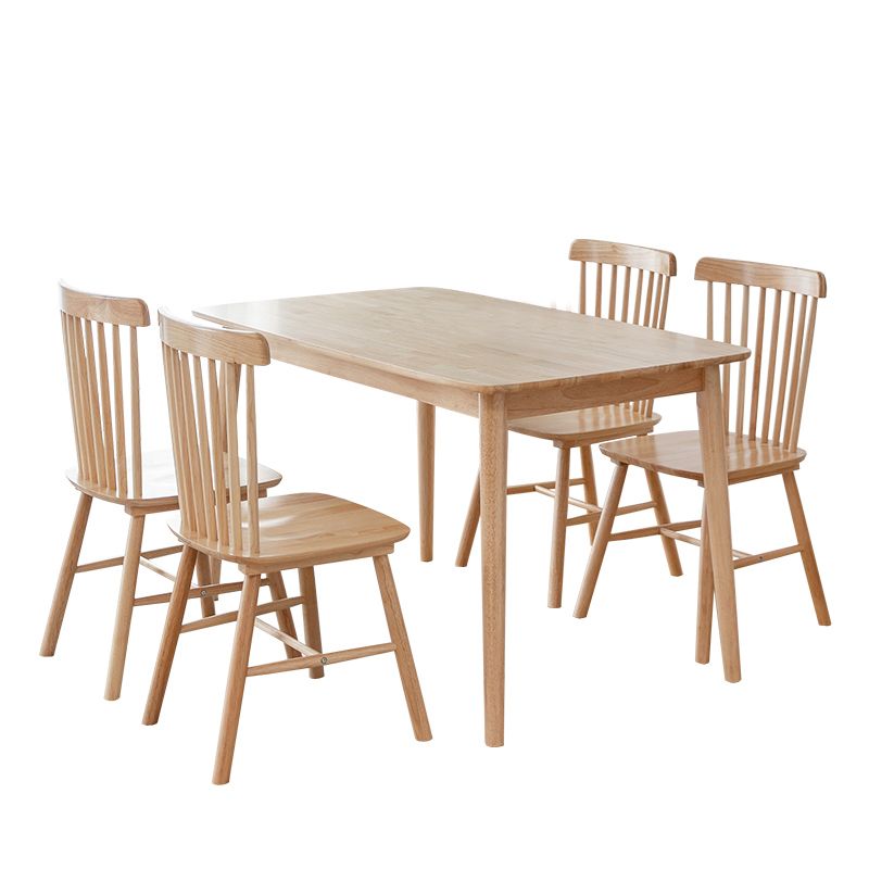 Minimalist Style Solid Wood Dining Room Set with Traditional Height Table and 4 Legs Base