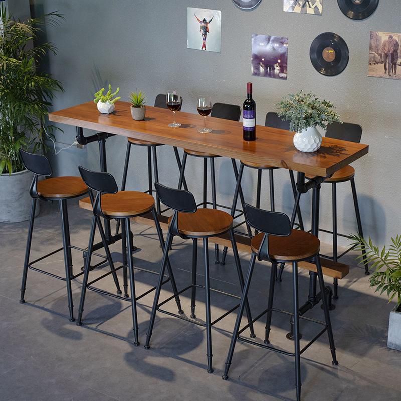 Industrial Bar Table Set 1/9 Pieces Counter Set with Black Base