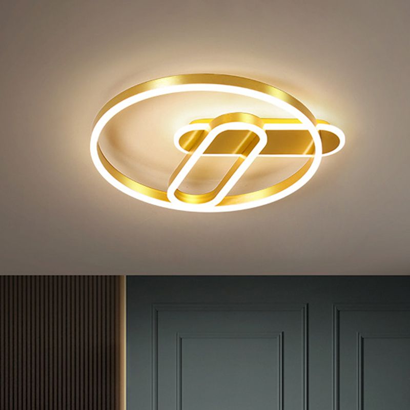 Gold Ring Ceiling Bündig Mount Modern 18 "/21.5" Dia LED Metal Flush Lighting in Warm/White Light