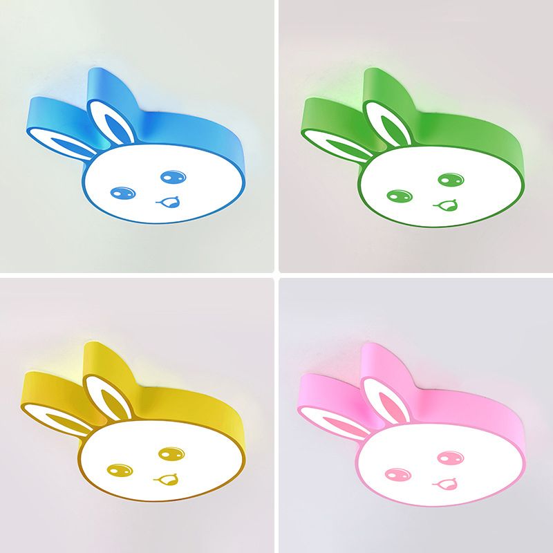 Cartoon Surface Mounted Led Ceiling Light Rabbit Head Shaped Flush Mount with Acrylic Shade for Kindergarten