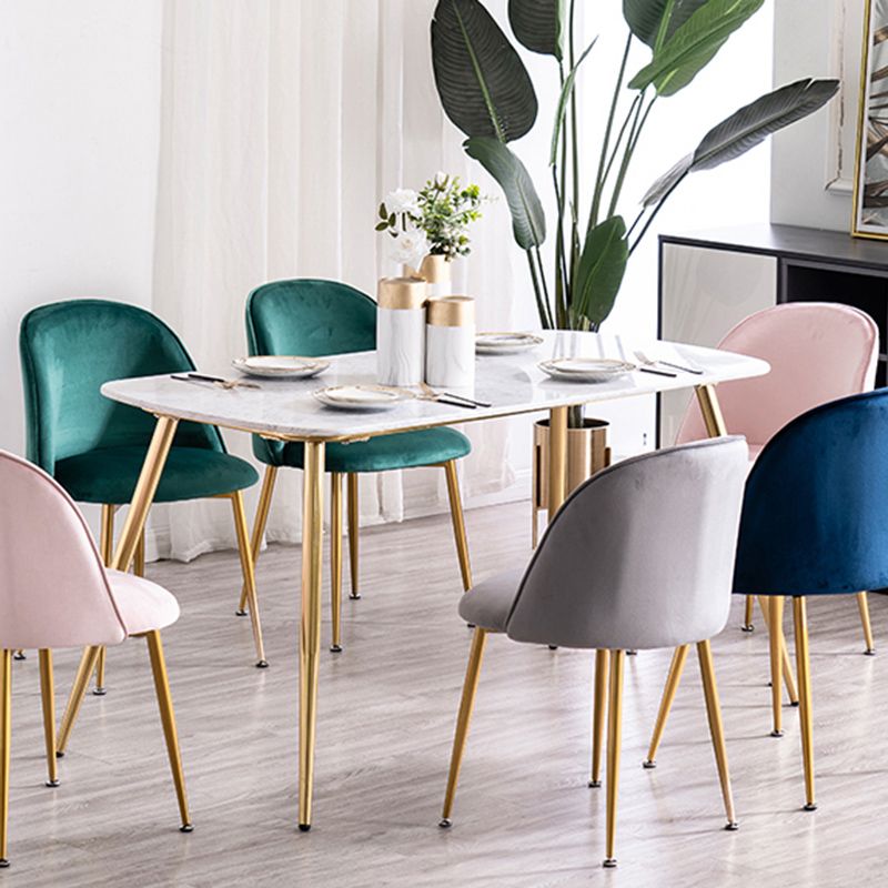 Glam Dining Side Chairs for Home Use Cushioned Armless Chair with Gold Legs