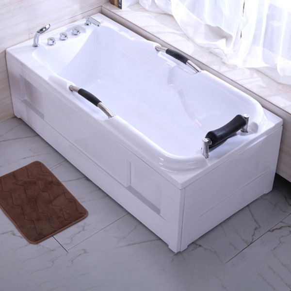 Acrylic Rectangular Freestanding Bath Soaking 29.53-inch Tall Bathtub in White