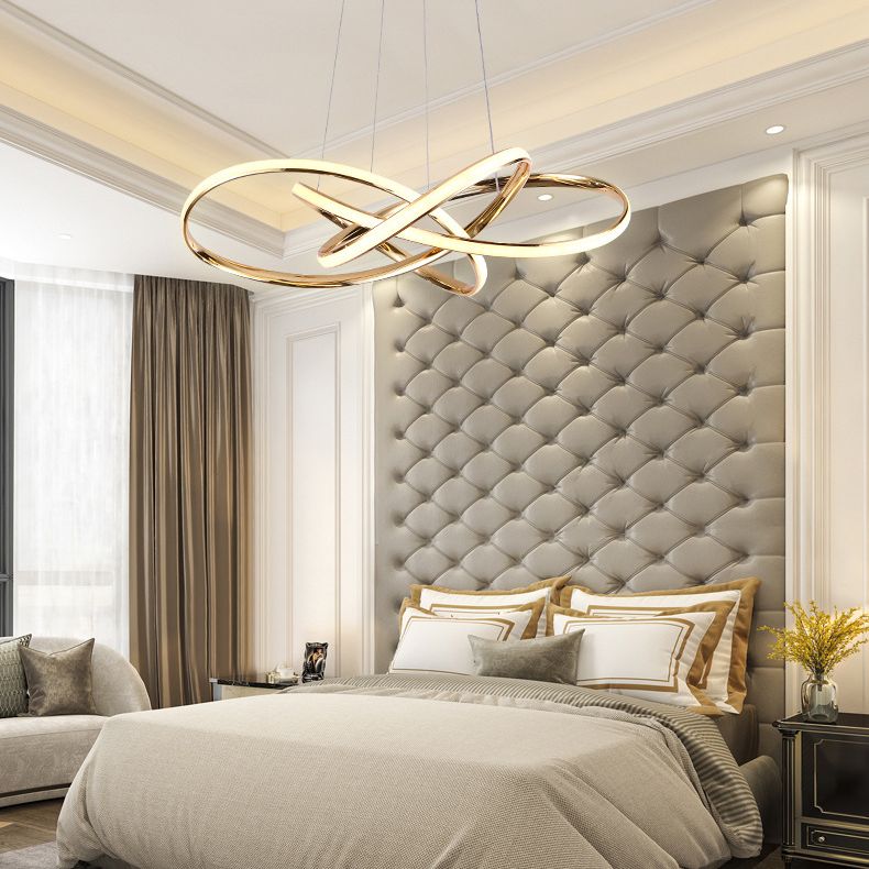 Modern Simplicity Spiral LED Chandelier Light Fixtures Metallic Hanging Pendant Lights for Restaurant