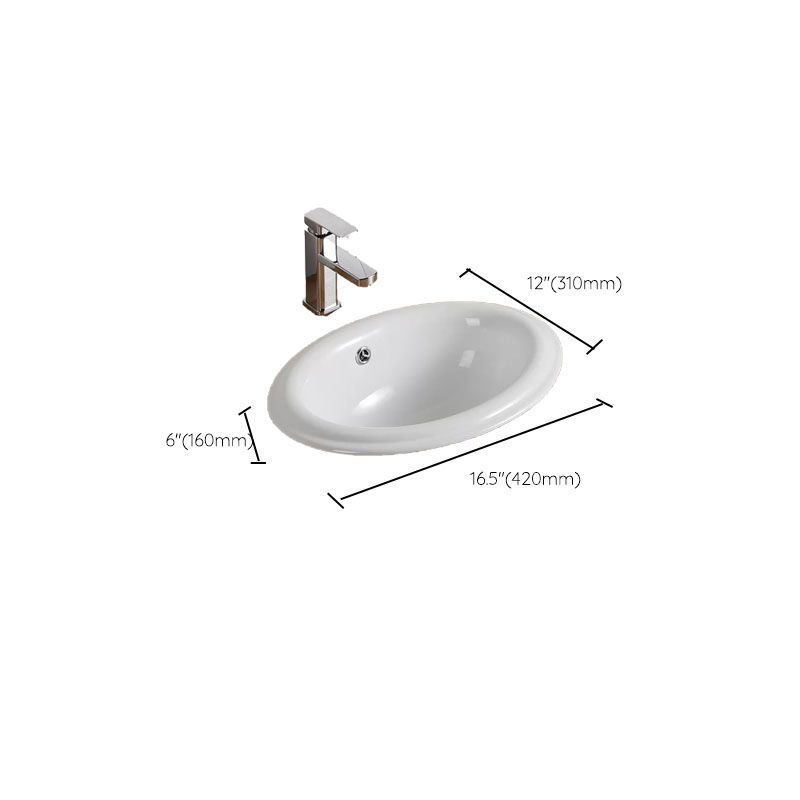 Contemporary Bathroom Sink with Pop-Up Drain Porcelain Oval-Shape Undermount Bathroom Sink