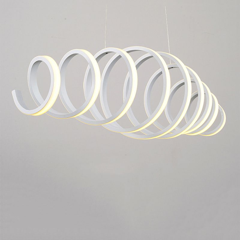 Acrylic White Linear LED Island Light in Modern Style Lacquered Iron Pendant Light for Dining Room