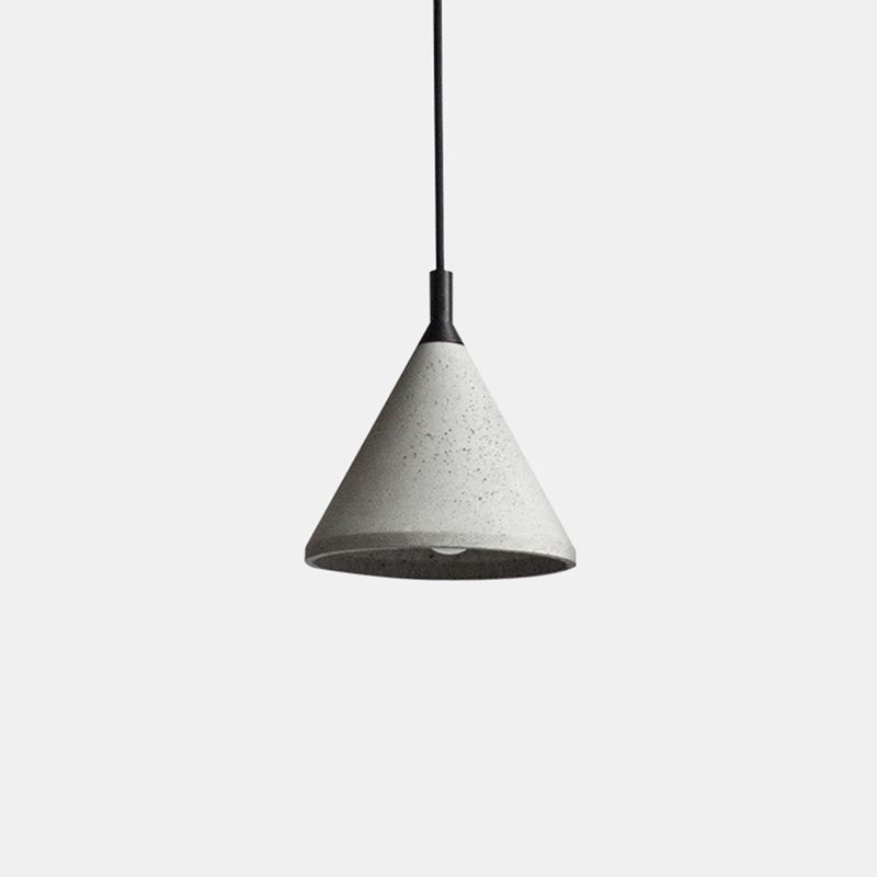 Nordic Style Conical Suspension Light Cement 1-Light Dining Room Pendant Light Fixture in Grey