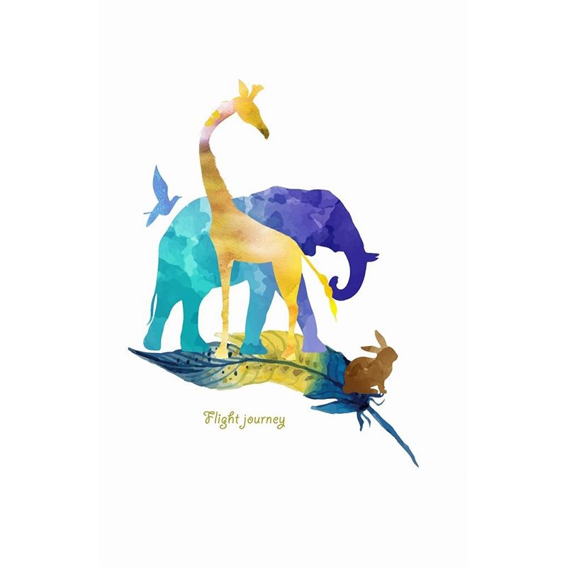 Waterproof Watercolor Animal Mural Non-Woven Contemporary Wall Covering for Home