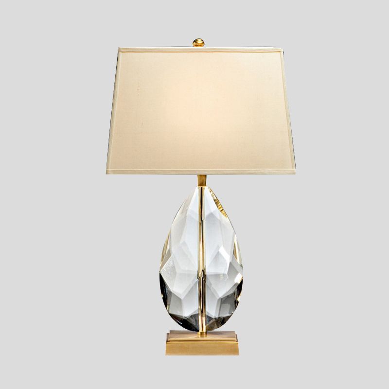 Droplet Shape Task Lighting Modernist Faceted Crystal 1 Bulb Reading Lamp in Gold