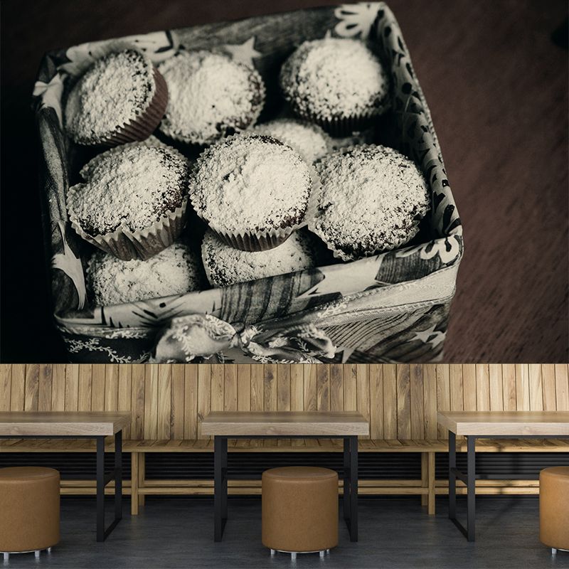 Muffins Cake Mural Wallpaper Washable Wall Decoration for Dessert Shop
