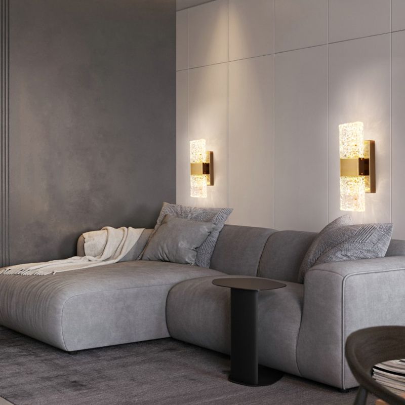 Crystal Shade Wall Light Sconce Modern Rectangle Shade Wall Lighting for Bedroom