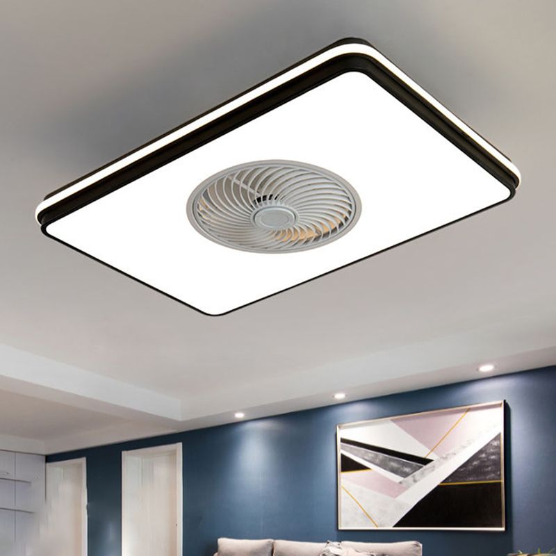 5-Blade Ceiling Fan Metallic Modernism White/Black Fan with Light for Hallway