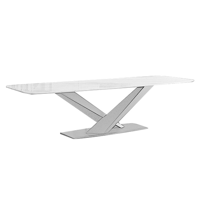Traditional Luxury Table Metal Base Rectangle Dining Table for Home