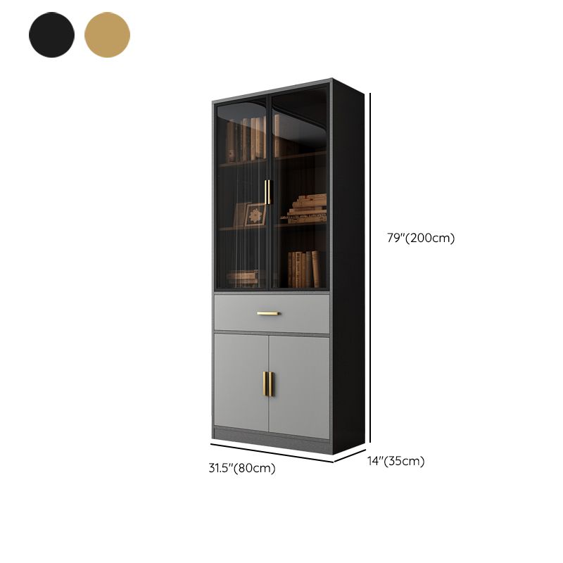 Contemporary Closed Back Bookcase Engineered Wood Vertical Bookshelf with Shelves