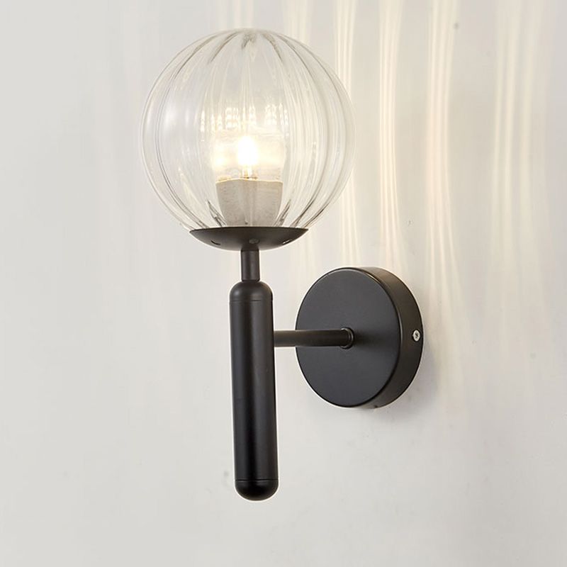 Moderner Stil kugelförmiger Wandlampenlicht Glas 1 leichte Wandmontage Beleuchtung