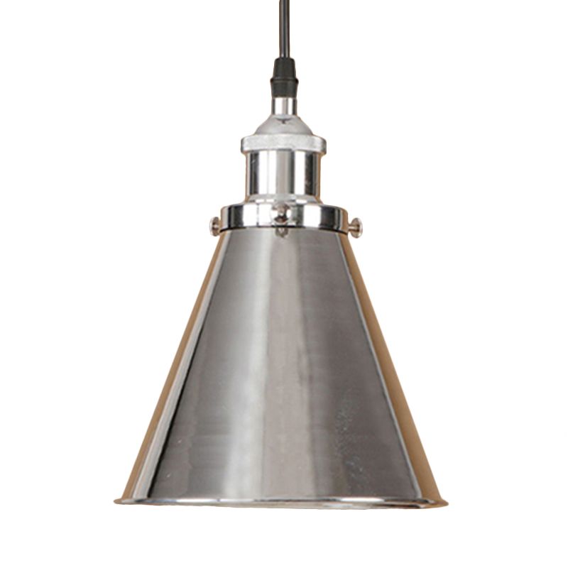 1 luce industriale appesa a forma di cono leggera Lampada a sospensione nera/ottone per sala da pranzo