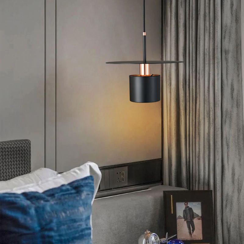 Nordischer Zylinderschatten hängend hängendes Licht, Metall 1-Licht-Hangleuchten für Innenräume