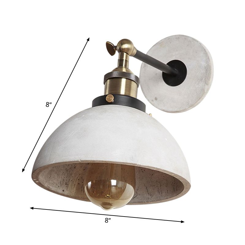 Cone/Cylinder/Bowl Bedroom Wall Mounted Light Cement 1 Head Industrial Style Angle Adjustable Wall Sconce in Grey