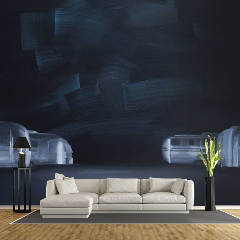 Black-Grey Parking Lot Murals Wallpaper Moisture Resistant Wall Decor for Living Room