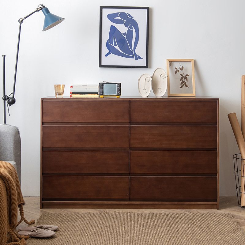 Contemporary Pine Wood Accent Chest with 8 Drawers Standard Chest