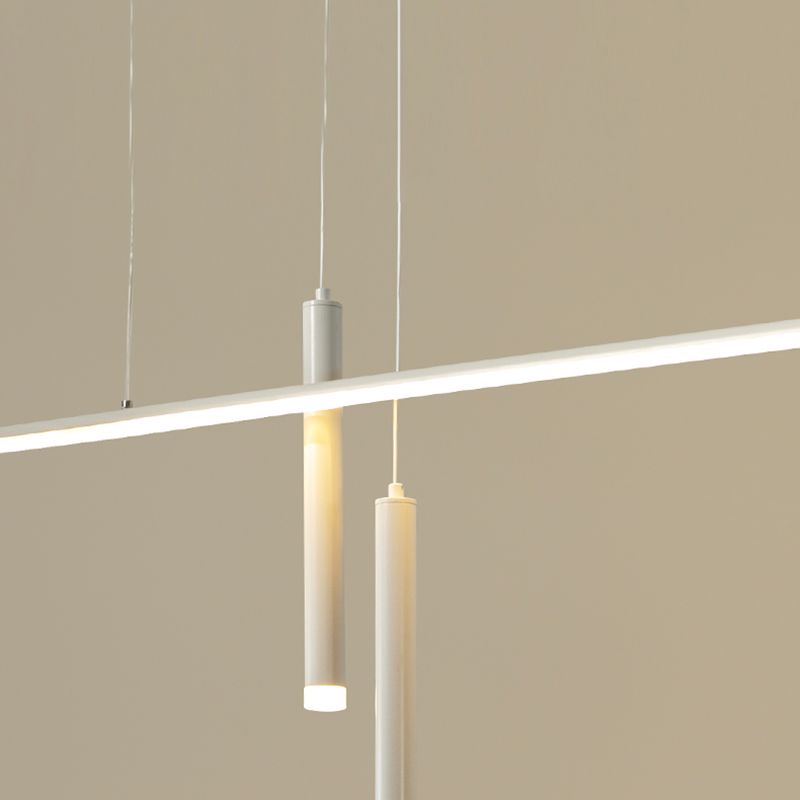 Lineair eilandlichtarmatuur moderne 3-licht LED-hangende lampen met witte acrylschaduw