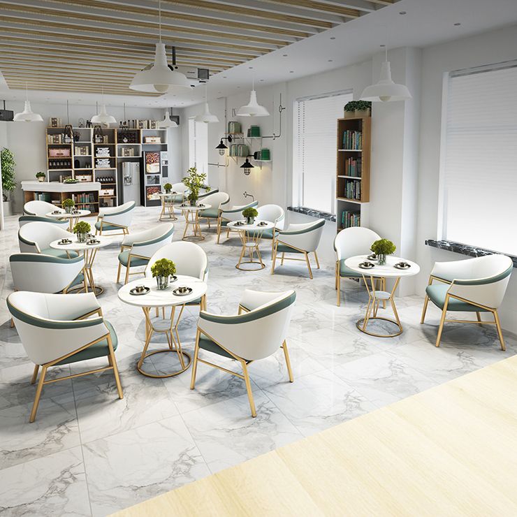 Contemporary Round Dining Table Set 1/2/5 Pcs Stone Top Dinette Set for Home