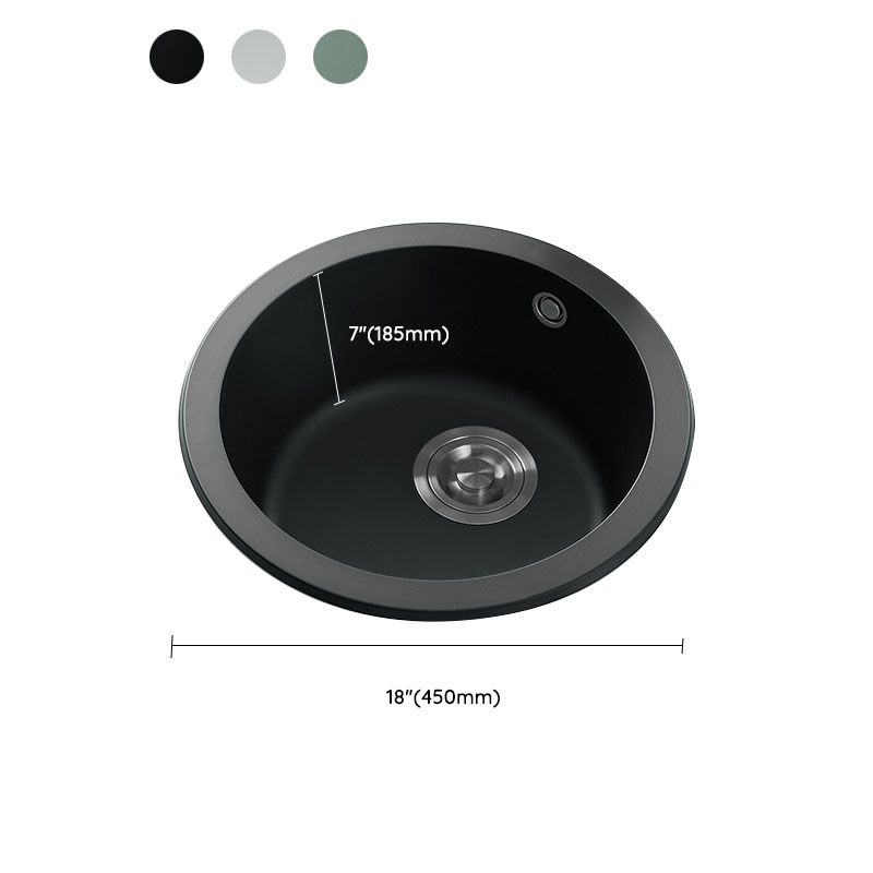 Quartz Kitchen Sink Round Single Basin Kitchen Sink with Drain Assembly