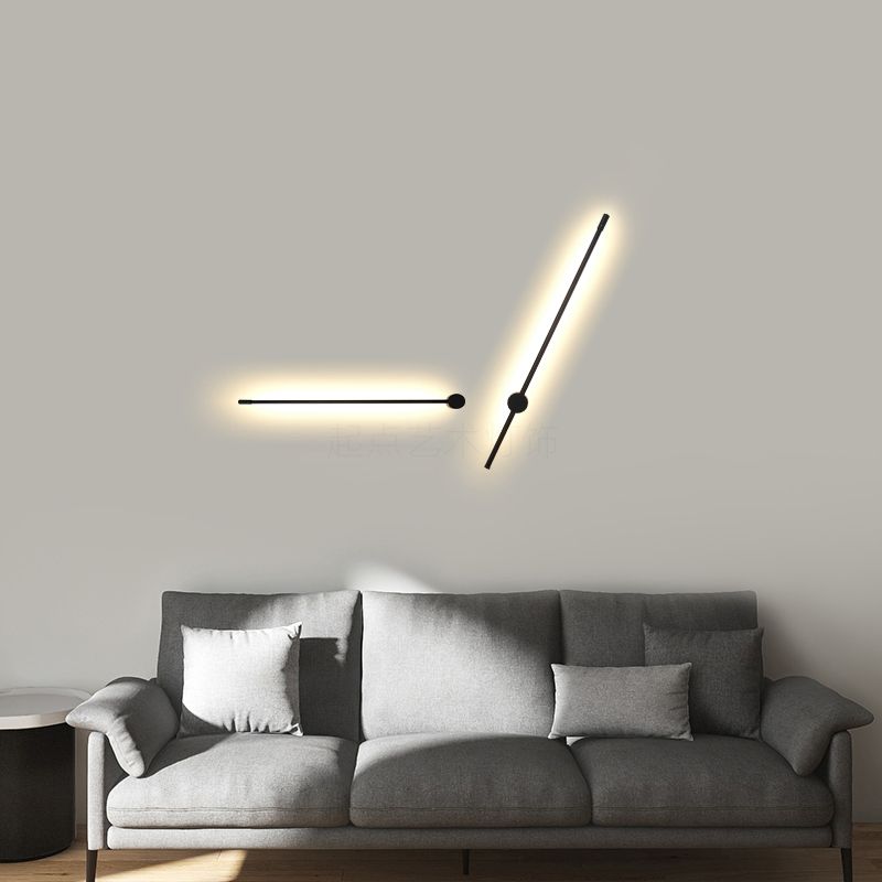 Contemporary Linear Wall Light Fixture Aluminum Living Room LED Wall Mounted Lamp