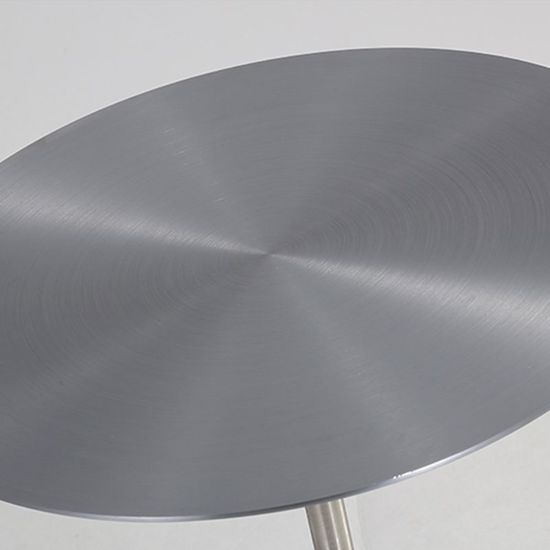 Contemporary Stainless Steel Round Side End Table with Metal Pedestal Leg